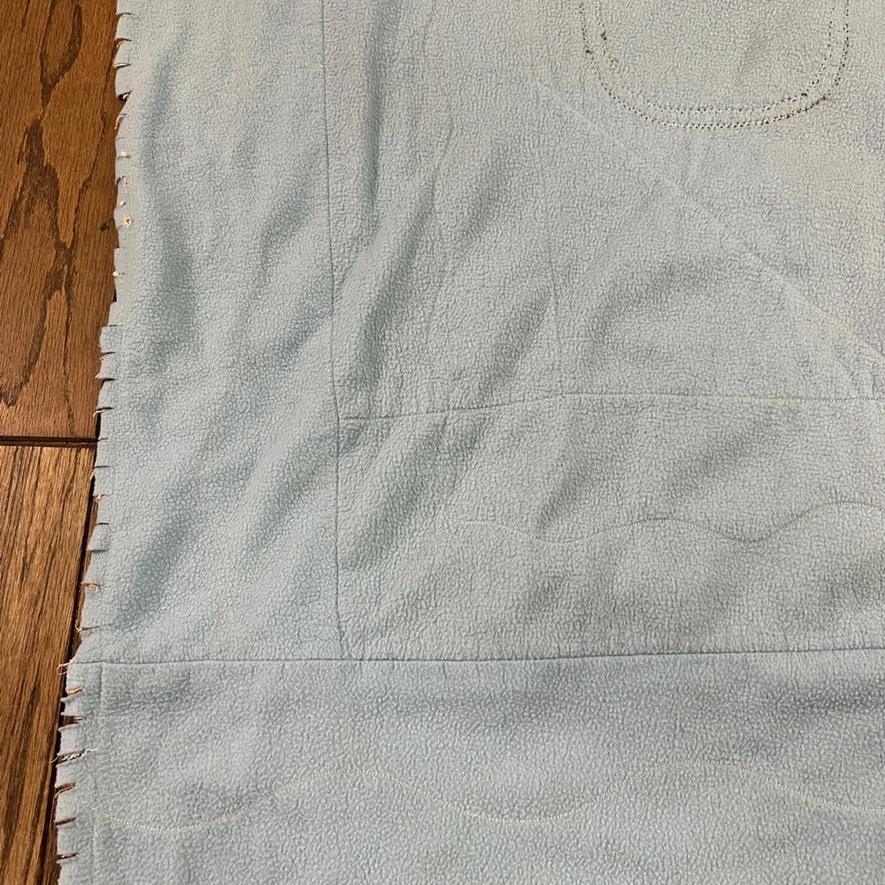 Handmade Fox Wearing Glasses Baby Blanket Quilt 36x42” Blue Orange Foxes